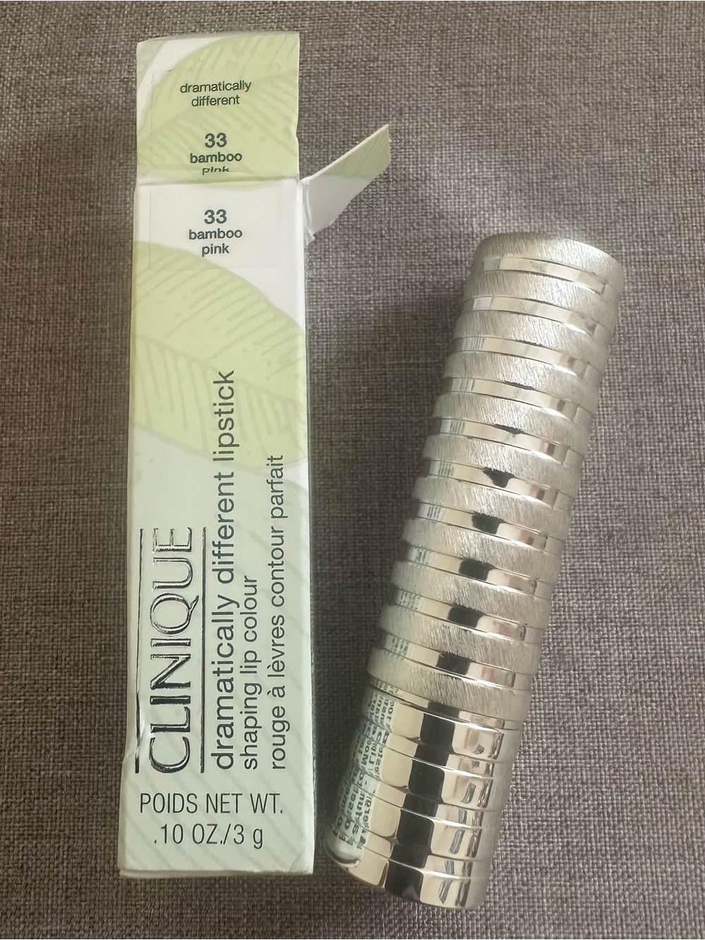 Clinique Dramatically Different Lipstick - Silver Tube with Bamboo Pink Box
